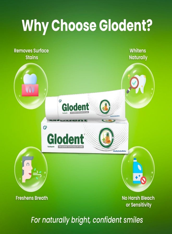 Glodent Teeth Whitening Toothpaste | Plaque Remover | Gum Care | Anticavity Tooth paste | Natural Xylitol Extracts, Neem, Pineapple, Papaya, and Miswak | Vegan-friendly Oral Care (Pack of 2) 70g each - Image 4